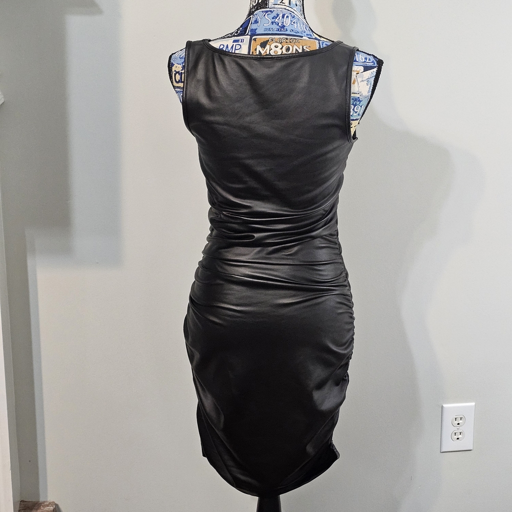 Shein Women's PU Leather Bodycon Dress Sleeveless Stretch Black Size M US 6 - Picture 5 of 6